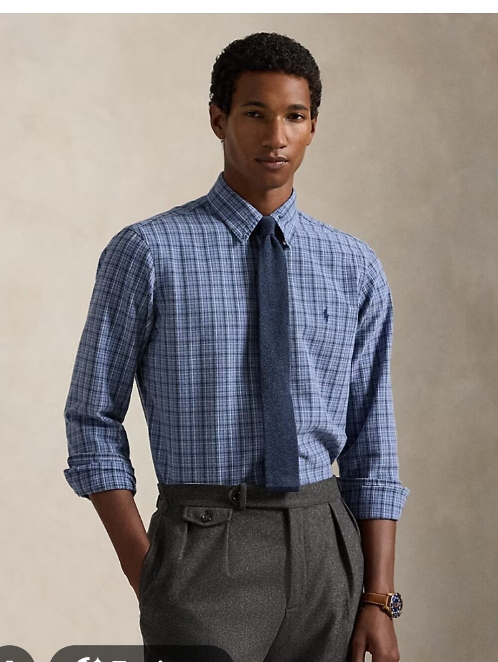 Ralph Lauren Blue & White Plaid Button-Down Shirt
